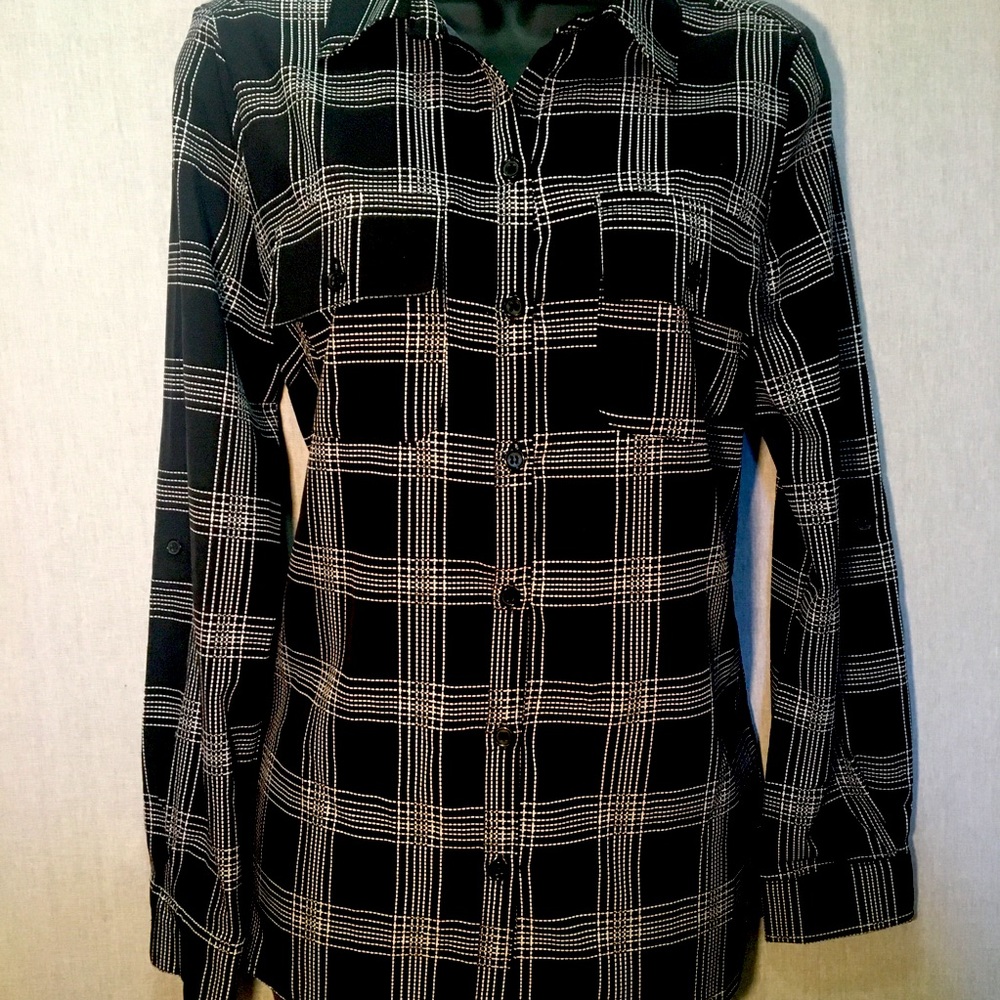 Cathy black and white button down shirt